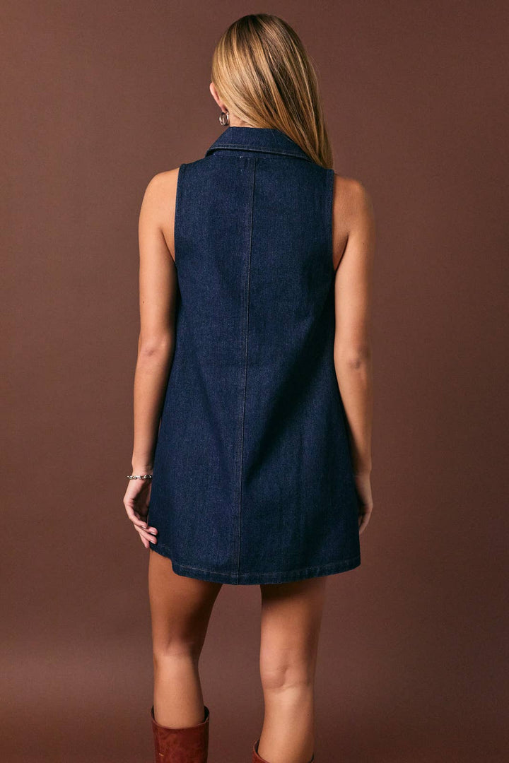 Tailgate Collared Button Down Denim Dress- PREORDER