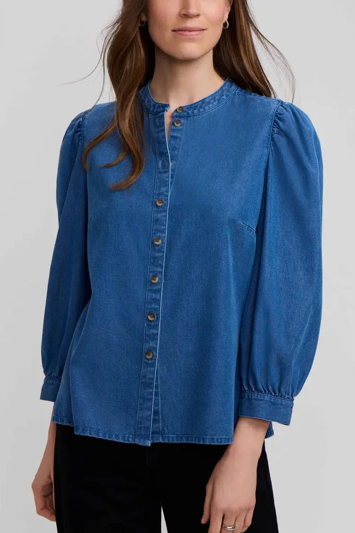 Helsa Puff Sleeve Denim Shirt