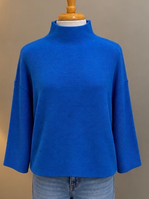 Multiples 3/4 Sleeve Drop Shoulder Funnel Neck Sweater