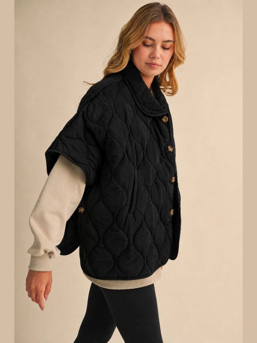 Poncho Quilted Oversized Vest