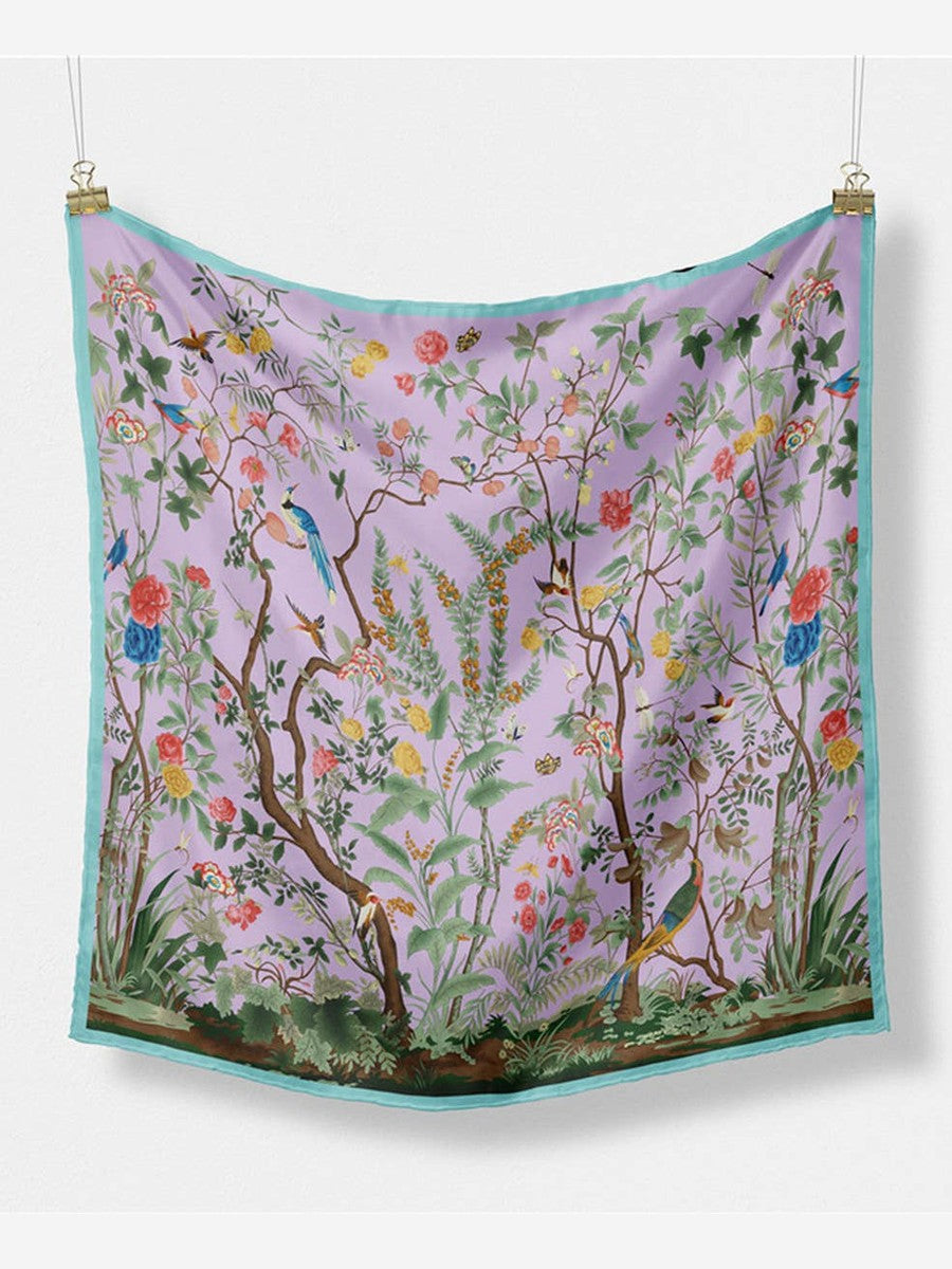 Chinoiserie Scene Faux Silk Scarf