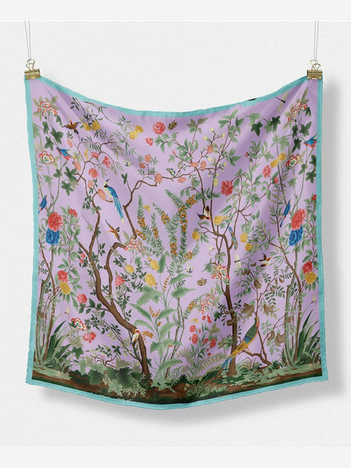Chinoiserie Scene Faux Silk Scarf