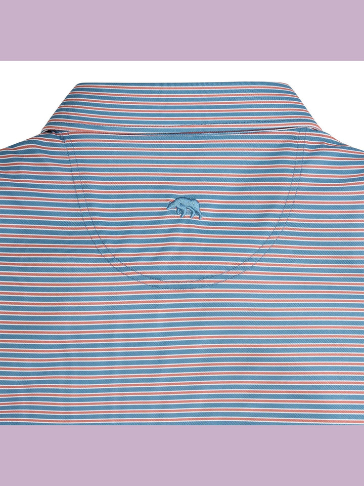 Trophy Stripe Performance Pique Polo - Captains Blue