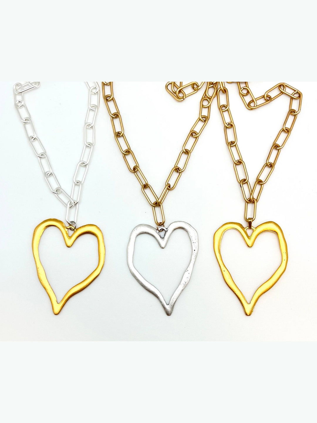 22K Gold Plated Open Heart Pendant/Charm Necklace