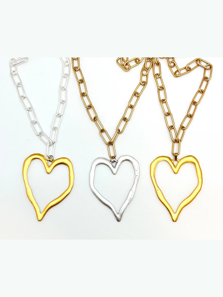 22K Gold Plated Open Heart Pendant/Charm Necklace