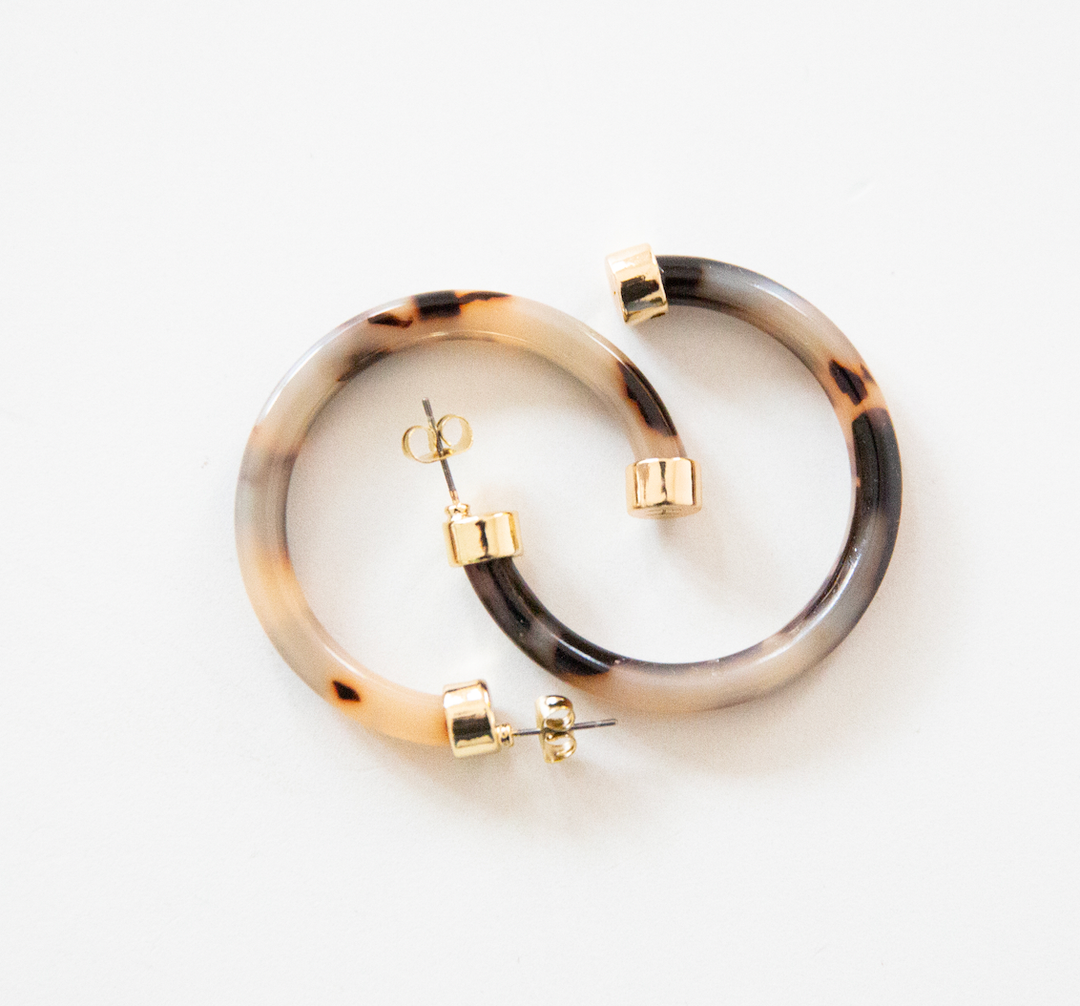 Tortoise Shell Lightweight Acrylic Hoop Earrings