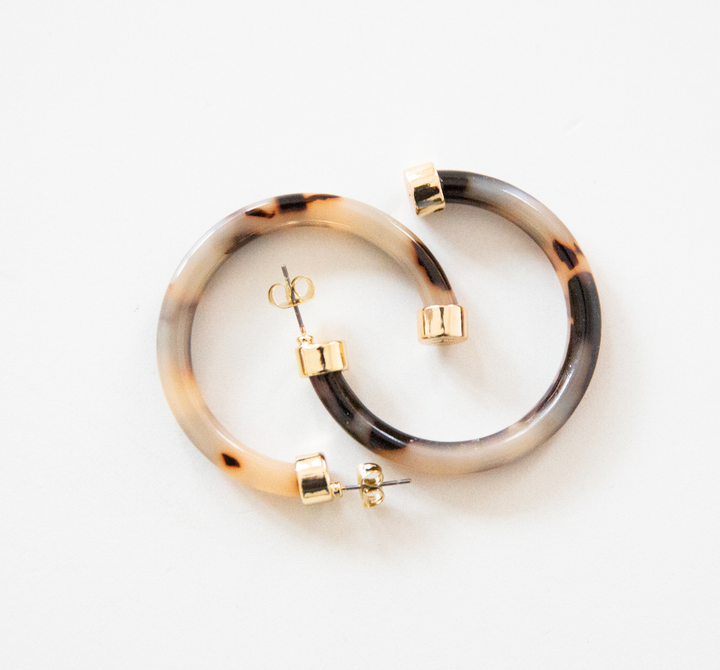 Tortoise Shell Lightweight Acrylic Hoop Earrings