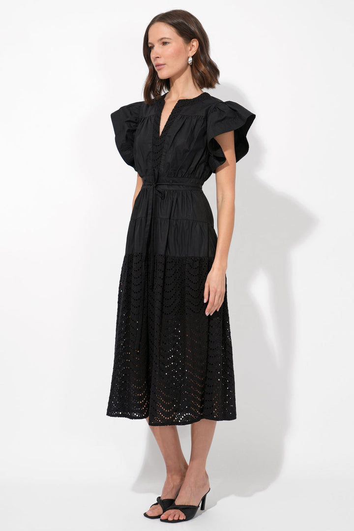 Adelyn Rae Cameron Cotton Eyelet Embroidered Maxi Dress - Black