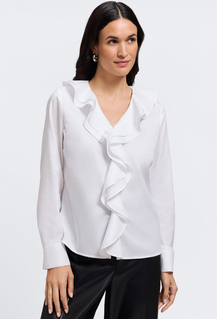 Foxcroft Shantel Ruffle Long Sleeve  Blouse