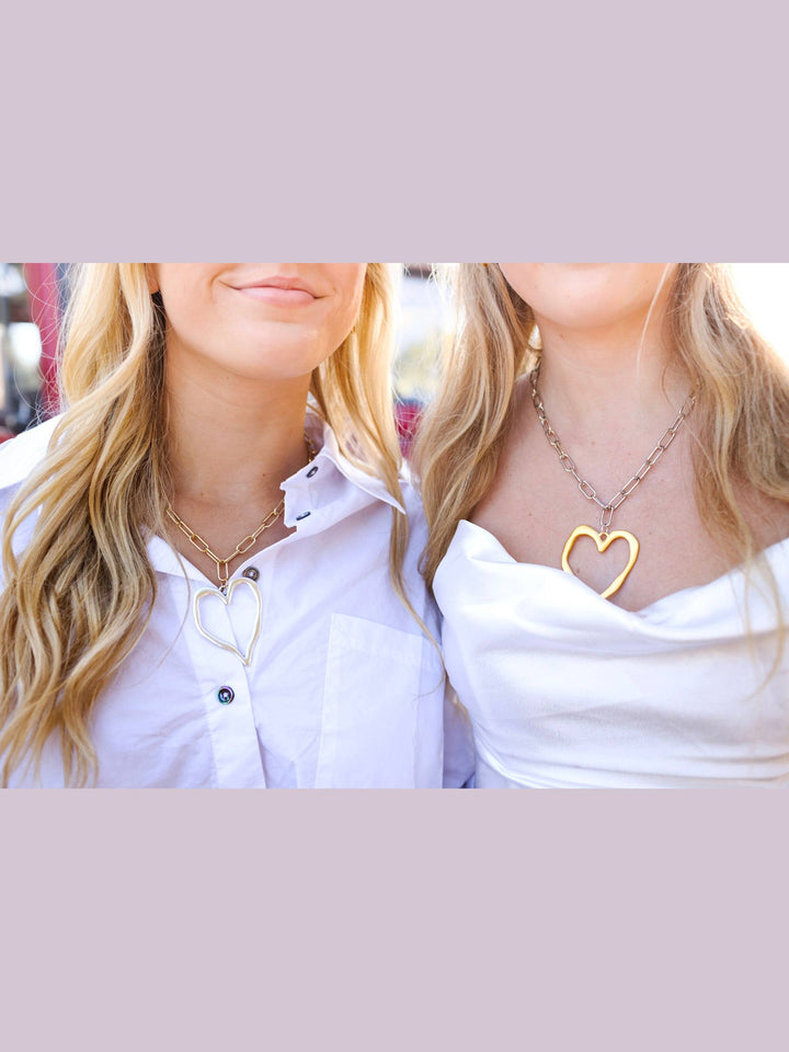 22K Gold Plated Open Heart Pendant/Charm Necklace