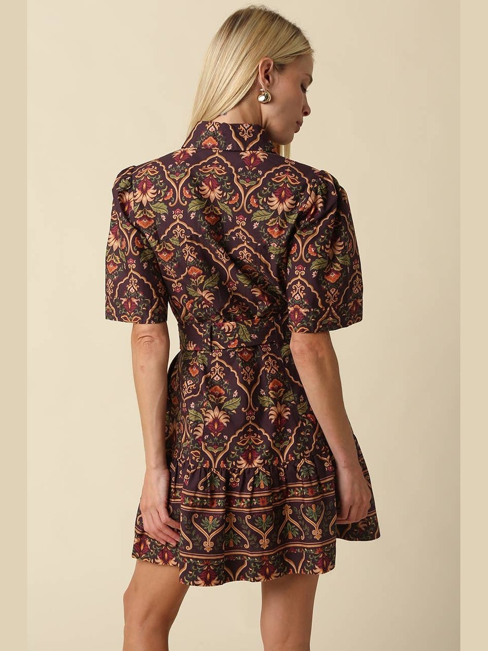 Belen Paisley Belted Mini Dress