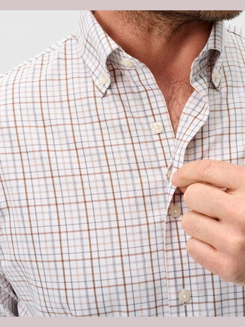 Everyday Performance Button Down Shirt - Sandlewood Pane - White