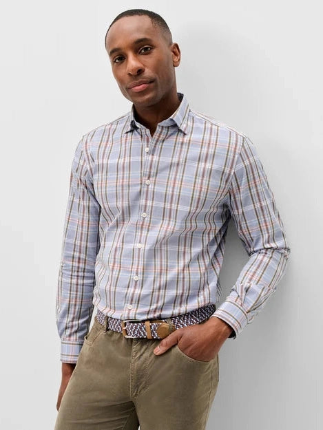 Natural Performance Button Down Shirt - Potomac Plaid - Bluestone