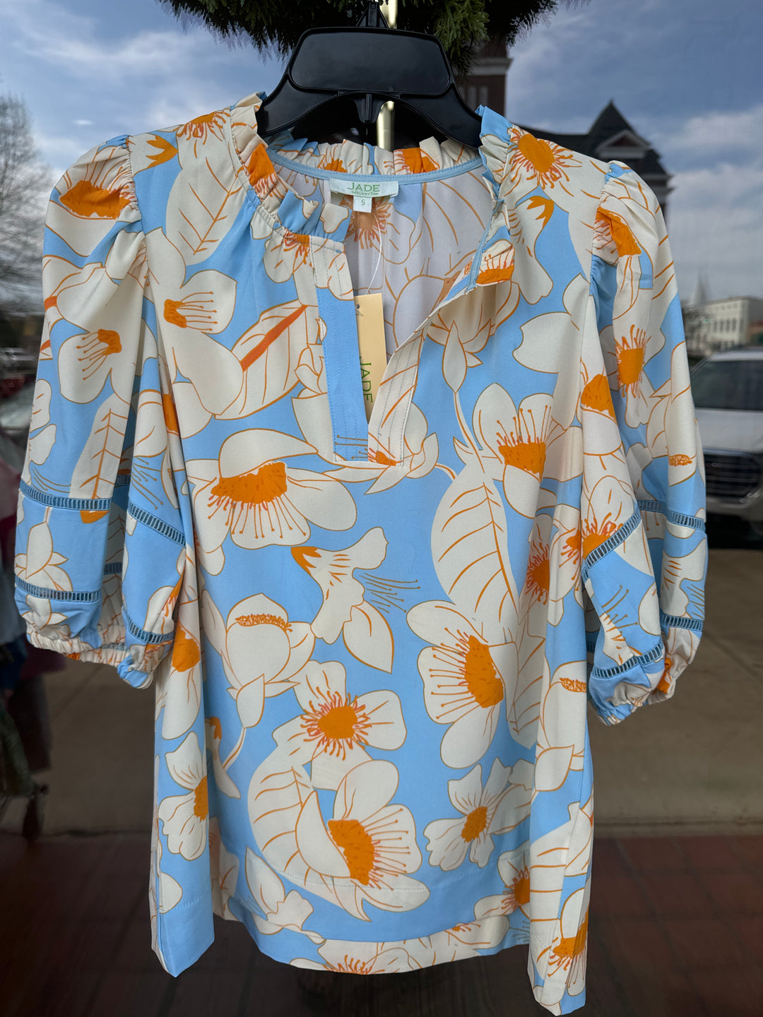 Jade Puff Sleeve Placket Top