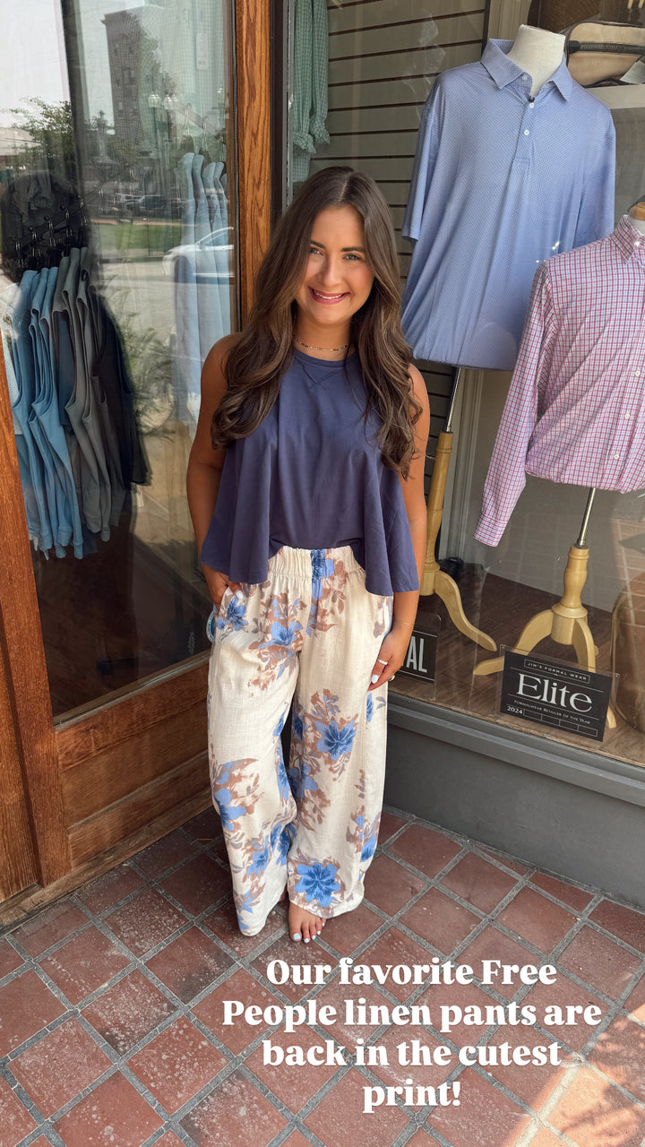 Free People Days End Linen Pull On Pant