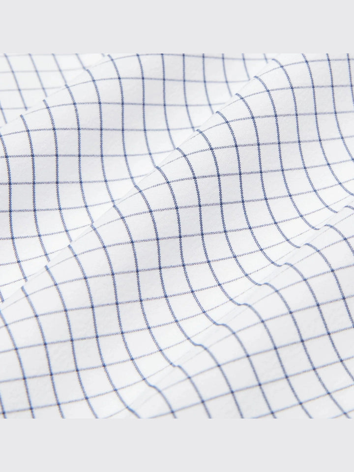 White and Navy Mini Grid Leeward Long Sleeve Dress Shirt