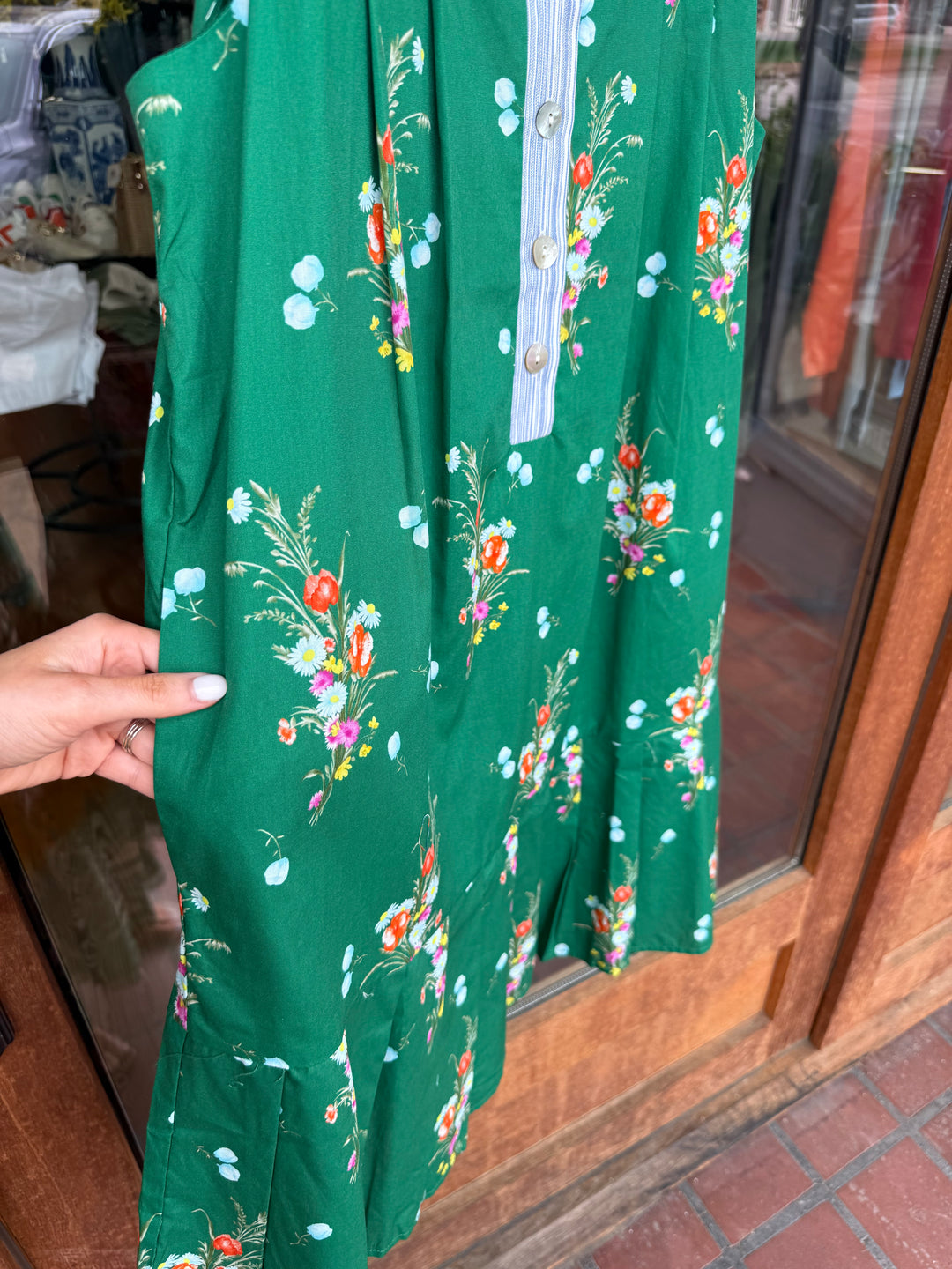 THML Green Sleeveless Floral Dress