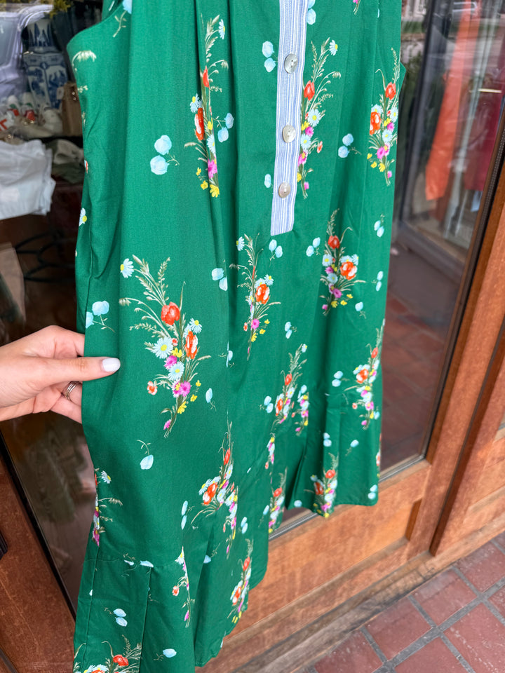 THML Green Sleeveless Floral Dress