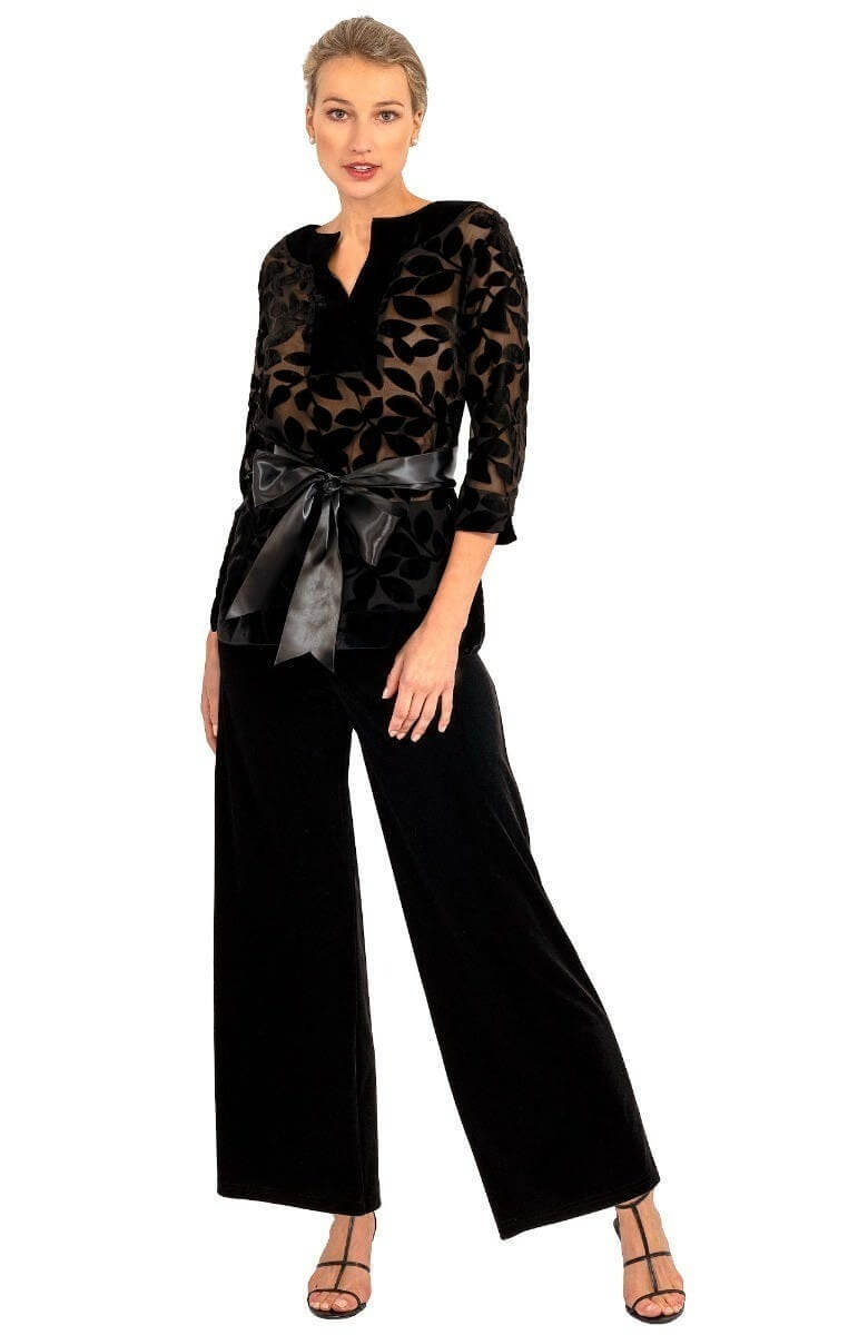 Gretchen Scott Velvet Palazzo Pant- Black