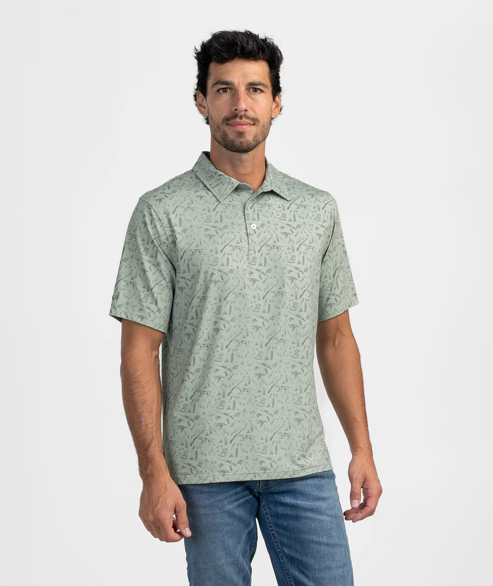 Quack n Rack Printed Polo - Sage