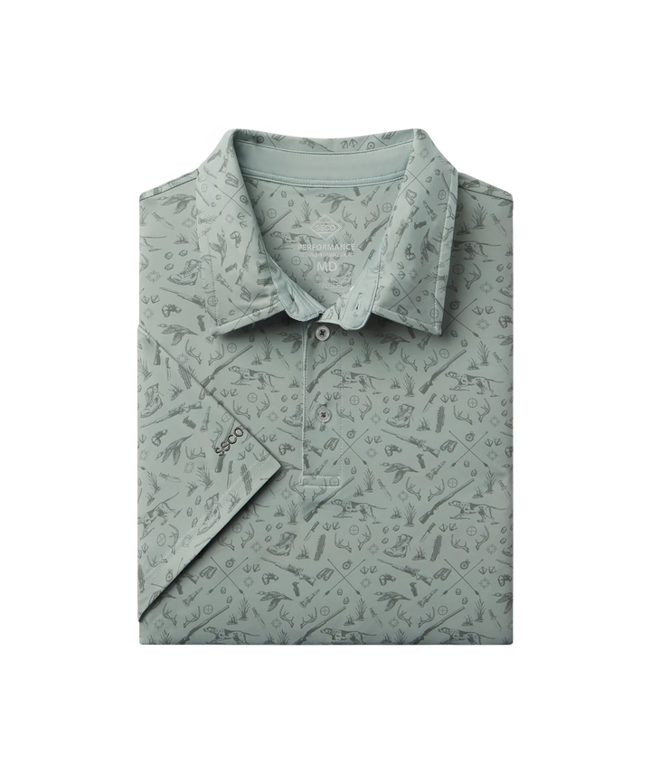 Quack n Rack Printed Polo - Sage