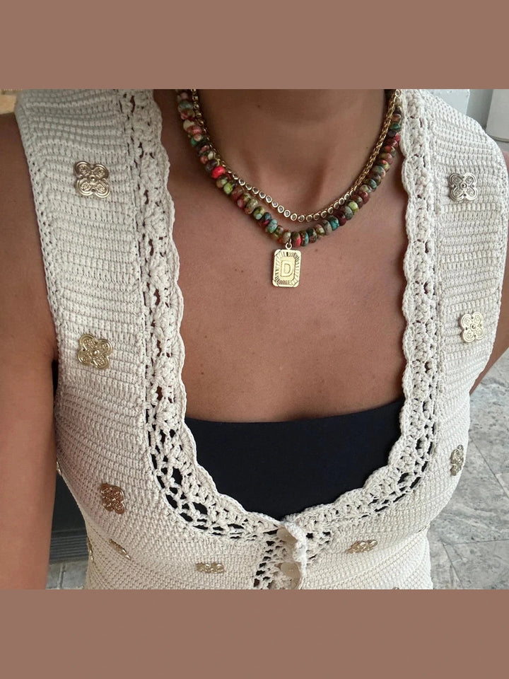 Bracha Watercolor Initial Card Necklace