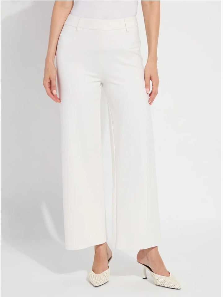 Erin Hi Waist Wide Leg Ponte Pant - Chalk