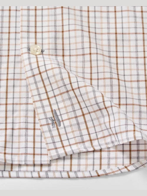 Everyday Performance Button Down Shirt - Sandlewood Pane - White