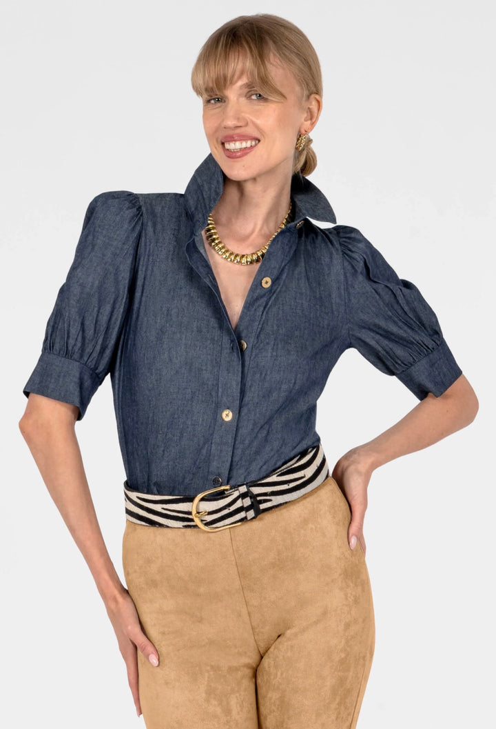 Puff Sleeve Top - Chambray