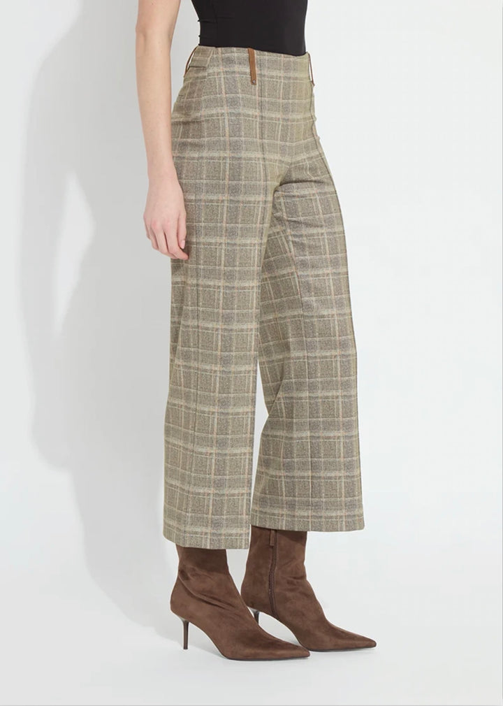 Livia Crop Pant - Smoked Green Plaid