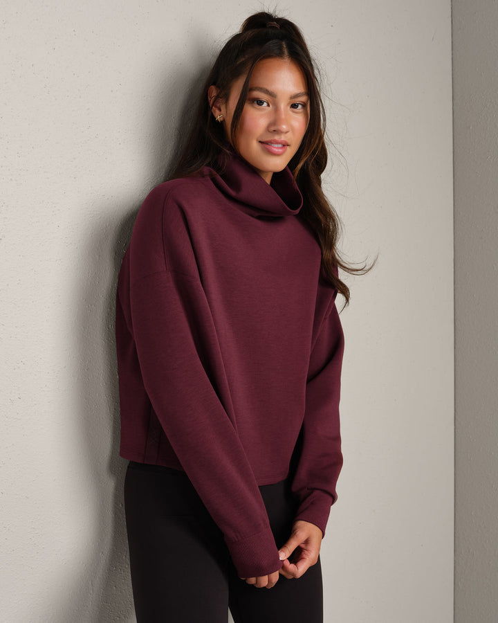 Rhone DreamGlow Mock Neck- Bordeaux Red
