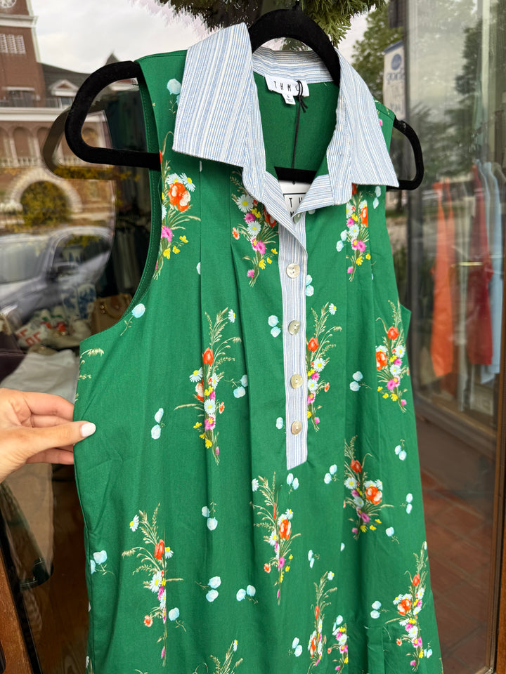 THML Green Sleeveless Floral Dress