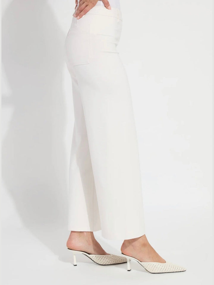 Erin Hi Waist Wide Leg Ponte Pant - Chalk