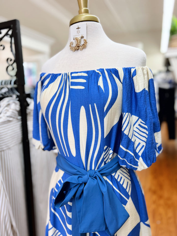Jade Blue Deco Midi Dress