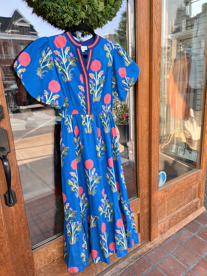 THML Puff Sleeve Flower Print Maxi Dress