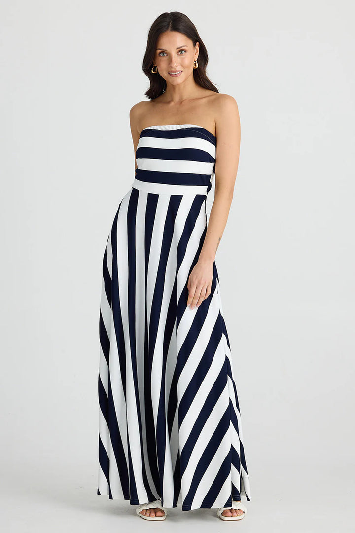 Brave & True Thandie Maxi Dress- Navy Stripe