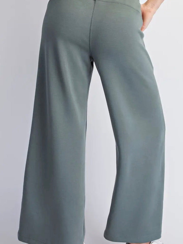 Modal Quarter-Zip Jacket & Wide Leg Pants Set- 3 Colors