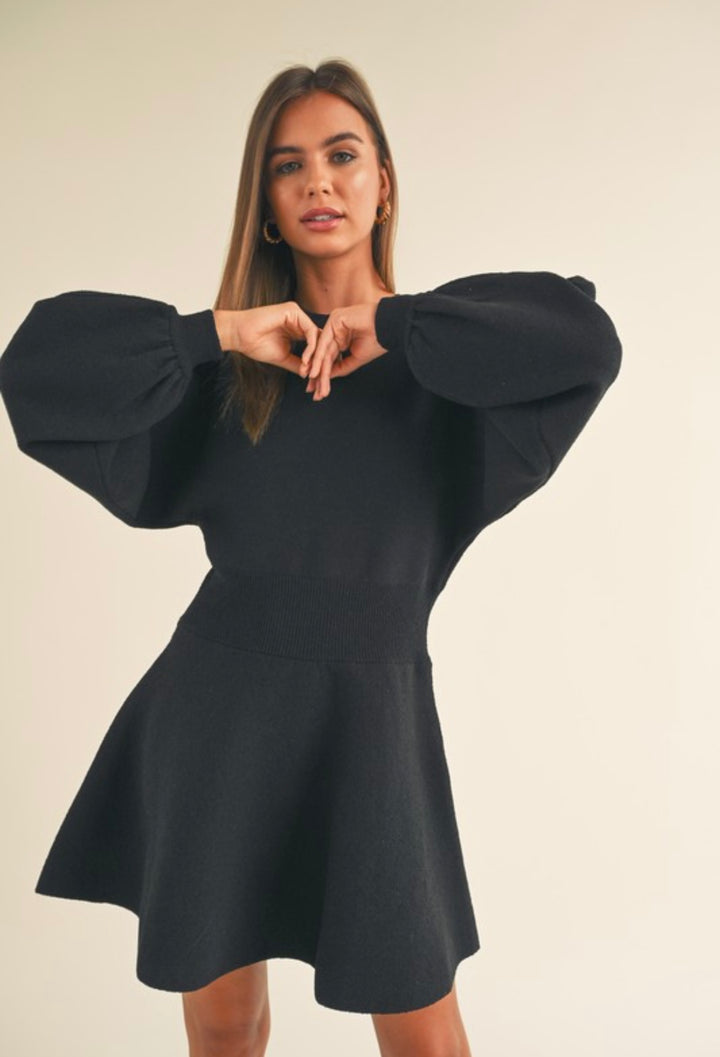 Balloon Sleeve Sweater Dress