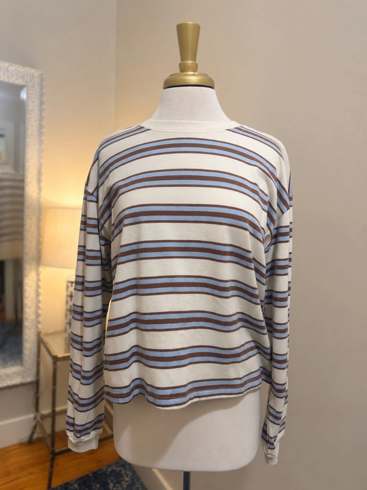 Blue & Camel Stripe Sweatshirt
