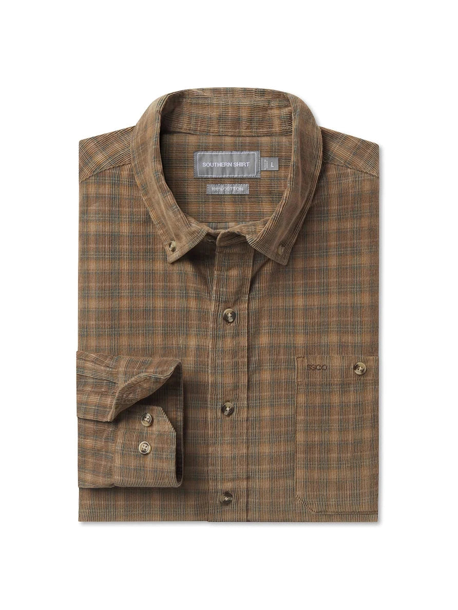 Southern Shirt Co. Braxton Lightweight Cord Flannel Shirt - Saddle