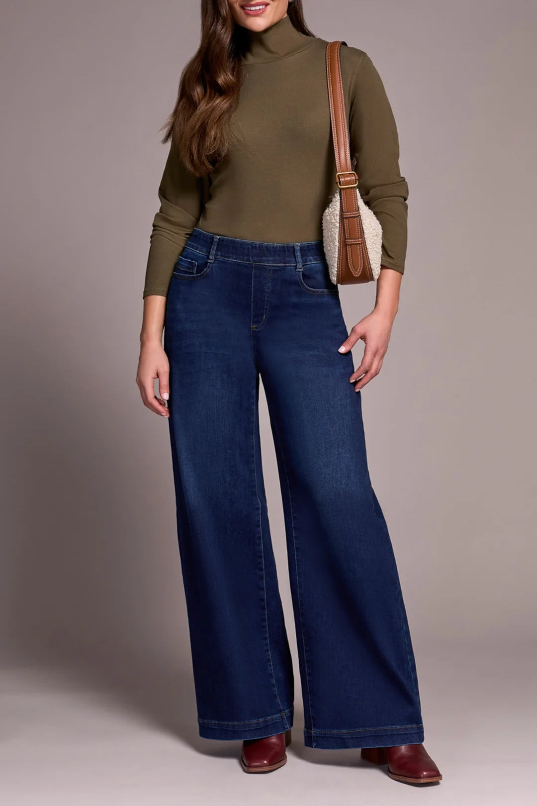 Tribal Audrey Pull On Wide Leg Jeans - Dark Night