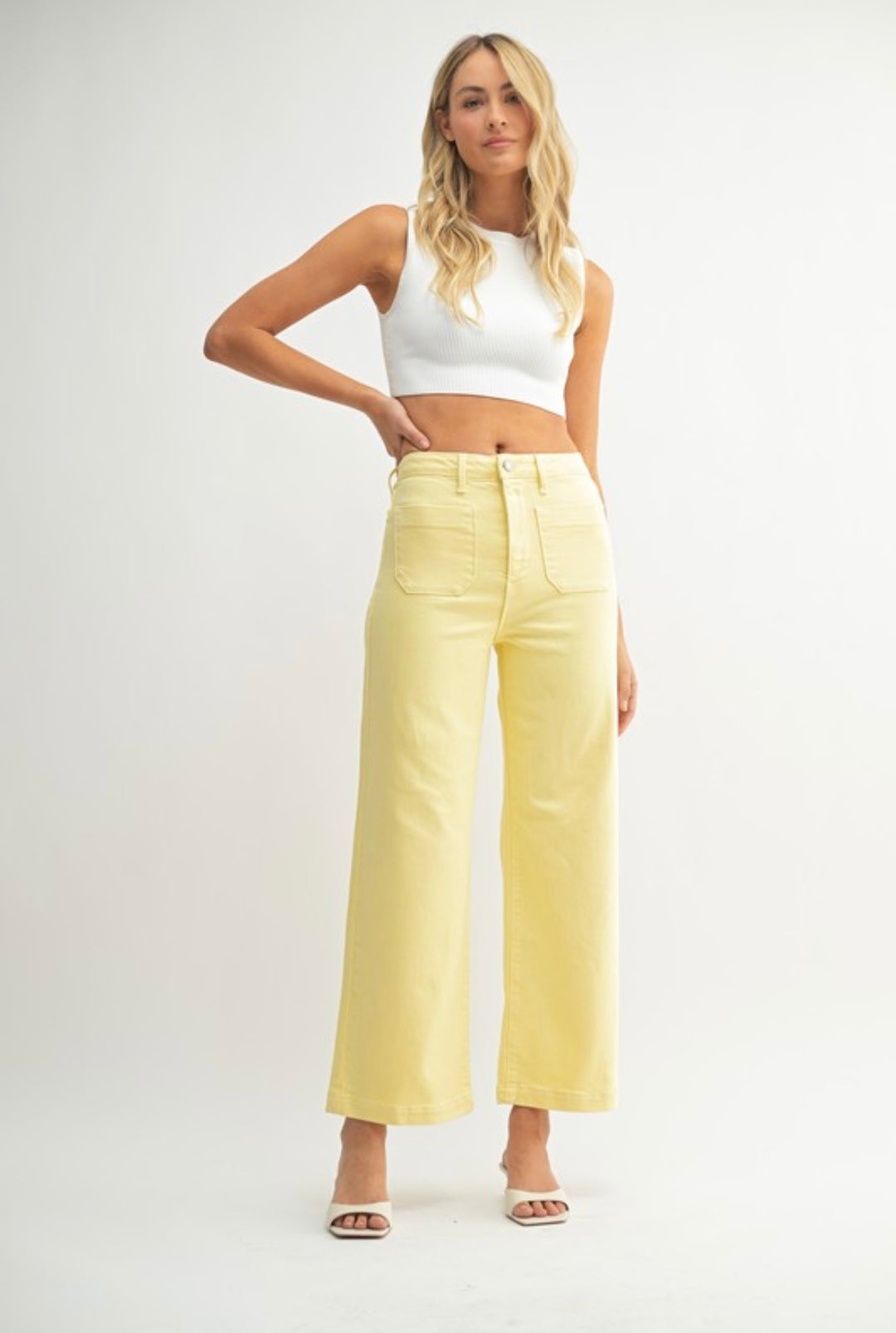 Just Black Denim Patch Pocket Wide Leg Jean- Sunshine