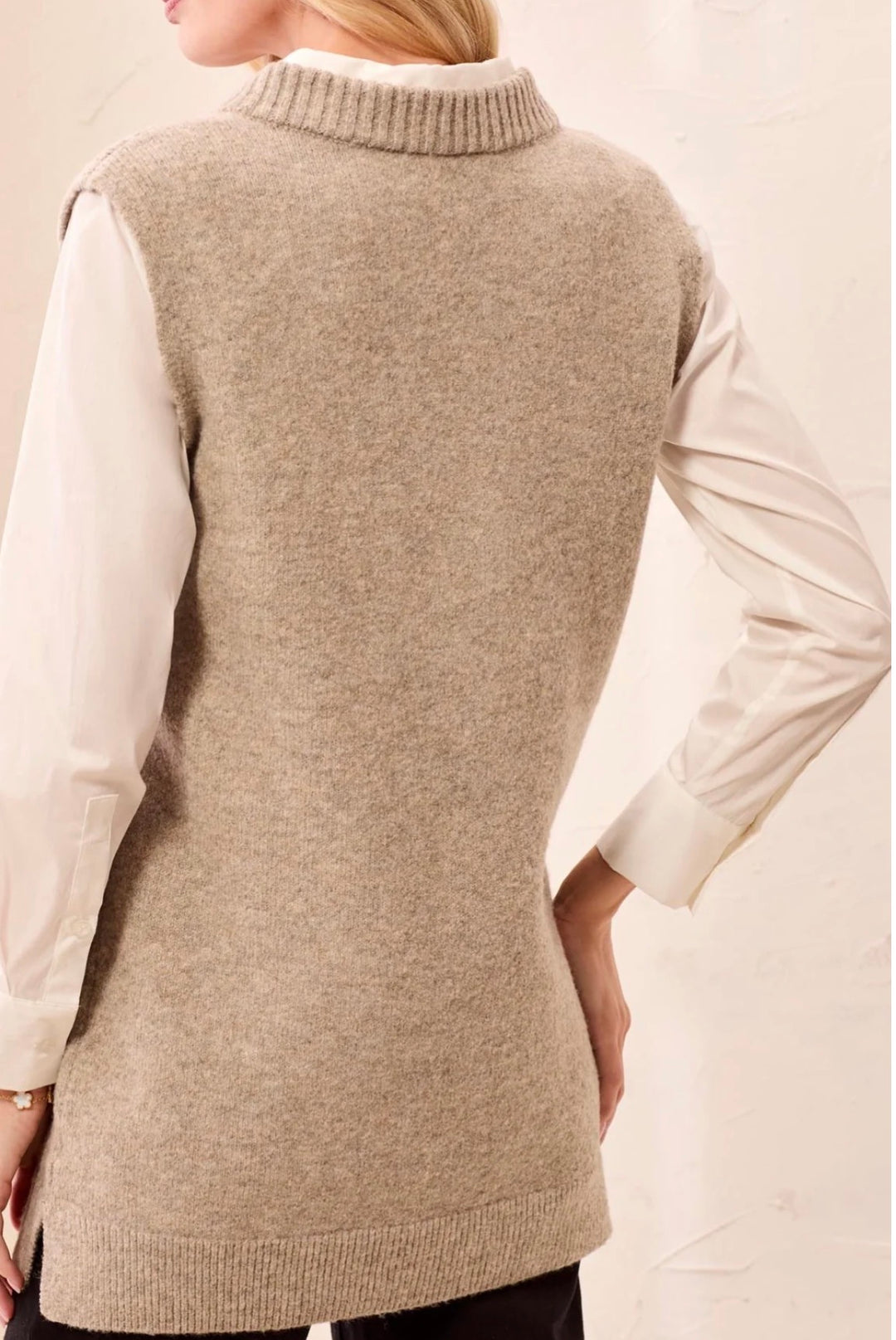 Tribal Sleeveless Tunic Sweater w/ Pockets - Fossil
