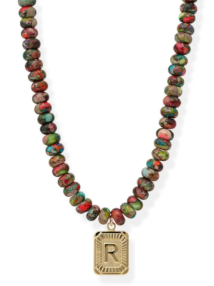 Bracha Watercolor Initial Card Necklace