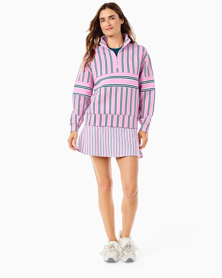 Soft Luxe Varsity Quarter Zip - Cotton Candy Triple Stripe