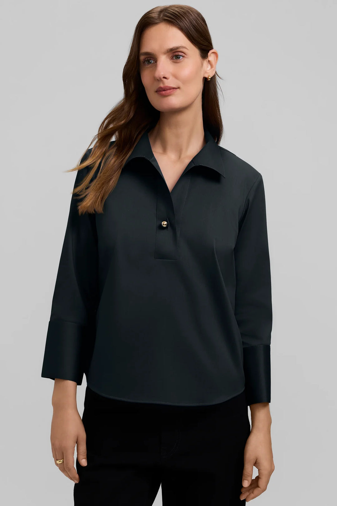 Catalina Stretch Matte Sateen 3/4 Sleeve Popover Shirt