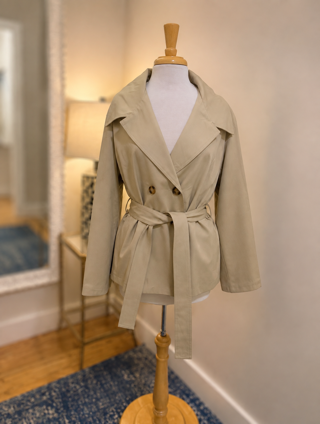 Khaki Double Breasted Peacoat