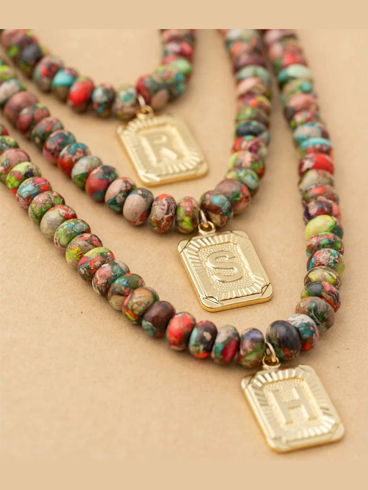 Bracha Watercolor Initial Card Necklace