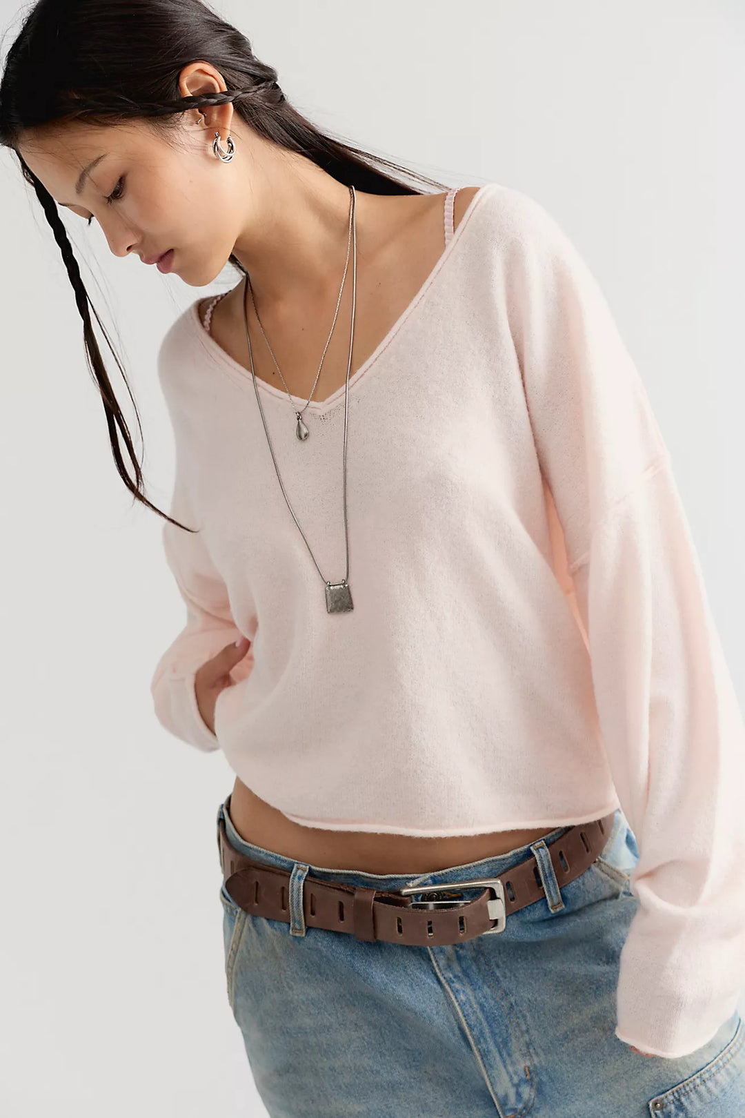 See Me V-Neck Pullover - Ballet Slipper