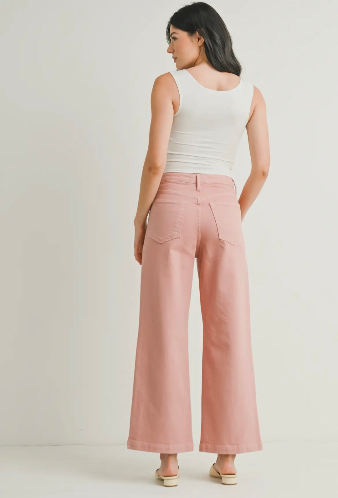 Just Black Denim Patch Pocket Wide Leg Jean- Dusty Coral